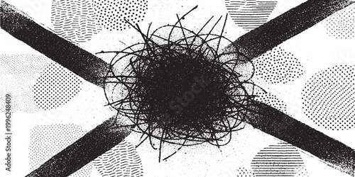 Abstract geometric and scribble design with cross shape black and white abstract art graphic design digital art high contrast graphic element abstract background artistic background abstract