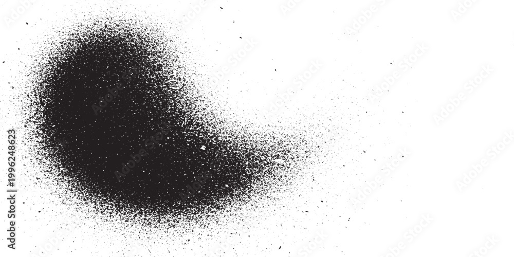 Fototapeta premium Black spray paint cloud and splatter effect on white background with abstract texture ink splatter grunge effect dirty background artistic texture modern texture brush stroke particle effect