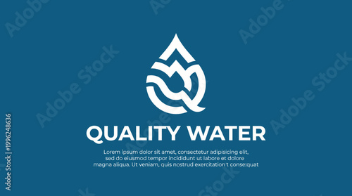 A sleek logo design emphasizing quality water with a unique droplet shape, ideal for water-related businesses and diverse branding applications in various sectors.