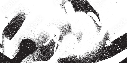 Dynamic abstract grunge spray paint shapes and drips black and white texture element with street art modern art brush stroke abstract artistic distressed creative graffiti handmade monochrome