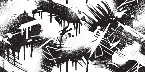 Abstract black and white grunge texture with spray paint drips brush strokes artistic scribbles on a distressed background abstract graffiti distressed background artistic creative
