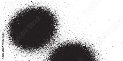 Black spray paint grunge texture isolated on white background with two rough splatters splatter background abstract artistic distressed creative decorative material wallpaper decoration