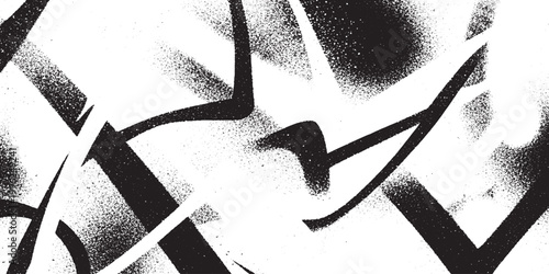 Canvastavla Abstract black spray paint lines and grunge texture on white background with str