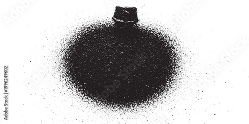 Black spray paint circle dot with grainy texture and stencil effect on white background graffiti splatter abstract isolated backdrop background spraypaint artistic minimalist monochrome