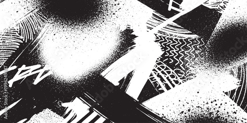Abstract black and white mixed grunge elements background with splatters lines patterns urban street art texture overlay graphic design abstract splatters patterns graffiti background wallpaper
