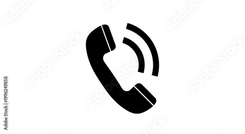 Black telephone handset incoming call icon