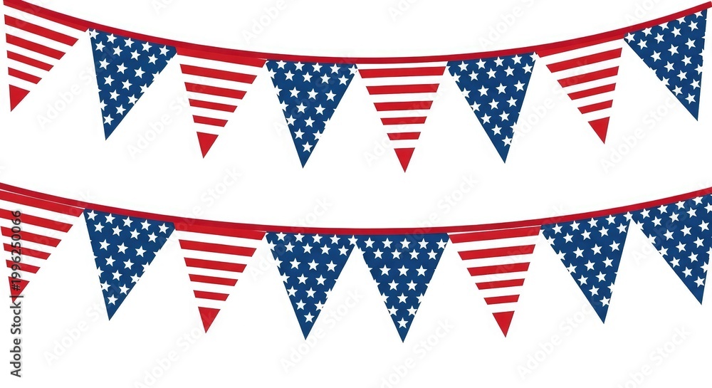 Fototapeta premium Festive flag day decorations patriotic american flags bunting for celebrations national pride