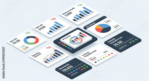 Digital financial charts and graphs on screens and devices.