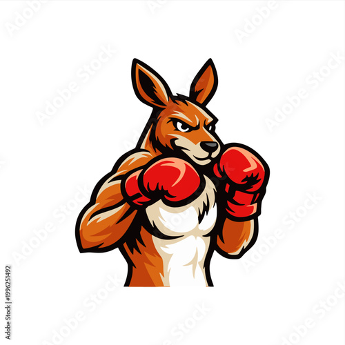 Kangaroo Boxing Sport vector illustration logo design
