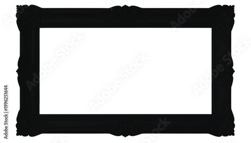 Picture frame serves as a versatile black silhouette border for elegant document presentation.
