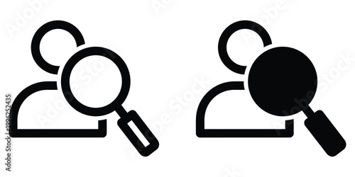 Understanding the Symbolic Representation of Privacy and Security Through Magnifying Glasses Over Silhouettes Vector Contact Icons