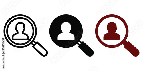 Exploring the Concept of Identity Verification and Privacy Through Visual Magnification Symbols Vector Contact Icons