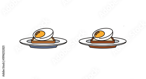 Poached Egg Plate Line art clean contemporary abstract style vector