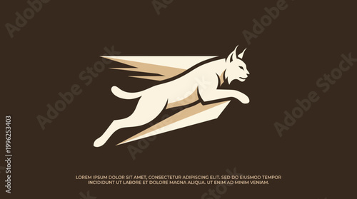 The dynamic lynx logo features an agile cat in motion, symbolizing speed, strength, and wildness, capturing the essence of nature and the beauty of untamed wildlife.