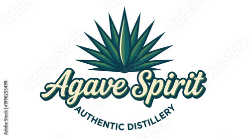 This vibrant logo features an agave plant design, representing authenticity and quality in distillation, ideal for showcasing a genuine spirit brand.