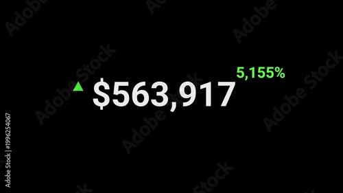 Digital financial display showing significant profit growth on Transparent Background, alpha channel