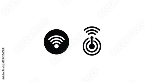 wifi signal icon set black and white wireless network connection symbol vector illustration modern internet technology isolated