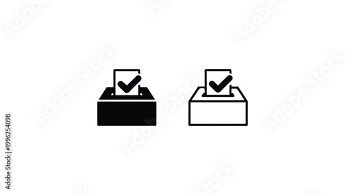 ballot box vote icon set black and white election voting symbol vector illustration modern democracy concept isolated on gray