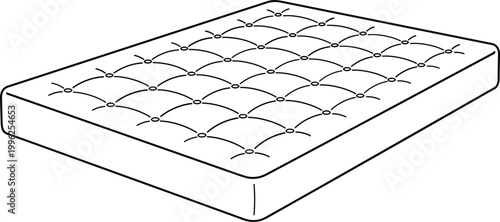 Mattress outline illustration featuring comfortable bed padding with quilted surface design for bedroom furniture and sleep concept vector
