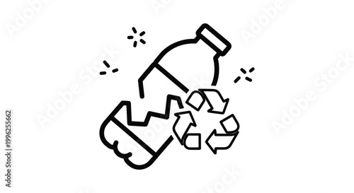 Recycle warning Line art abstract modern graphic vector