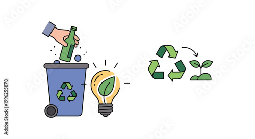 Recycling lesson Line art simple abstract clean shapes