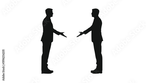 Businessmen reach out to shake hands to establish a new professional partnership on white background.