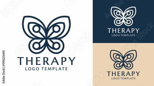 A sophisticated butterfly logo design symbolizes transformation and healing, embodying the essence of therapeutic practices, with a modern and clean artistic approach to branding.