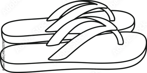 flip flops outlined in black lines on white background high quality professional detailed modern elegant stylish clean crisp vibrant colorful digital