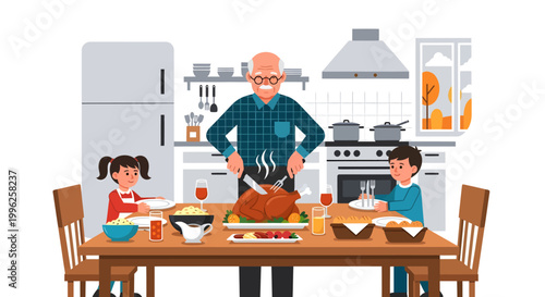 Family enjoying a meal together at the kitchen table