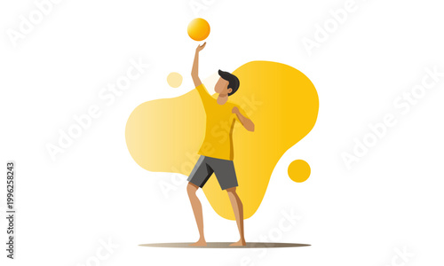  A man plays beach volleyball