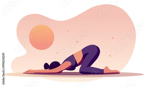  Child's pose yoga practice outdoors