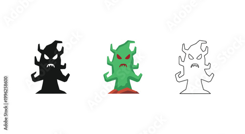 Tableau sur toile Three variations of a cartoonish monster tree character design