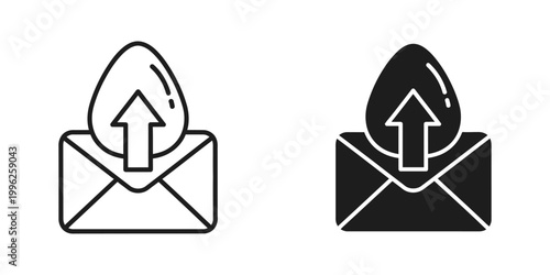 Email icons depicting sending and receiving messages with different color schemes