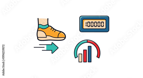 Step Counter Line art vector minimal abstract clean