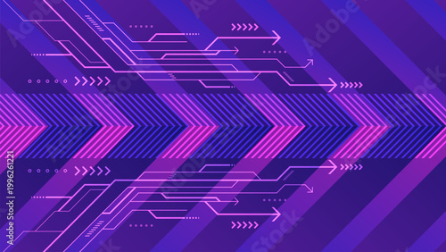 Abstract communication arrow. Geometric chevron shape blue color. Futuristic networking computer technology background