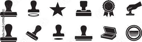 Stamp icon set with approval imprint rubber stamp watermark editable vector illustration.