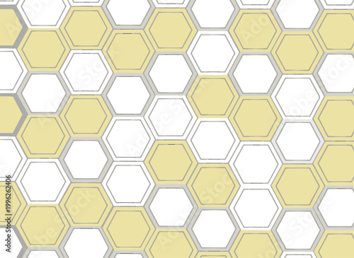 seamless honeycomb pattern with gold and white hexagons flat design vector illustration
