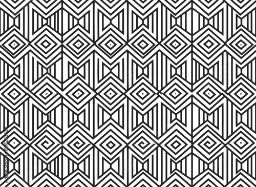 geometric seamless pattern with star and diamond shapes monochrome vector illustration