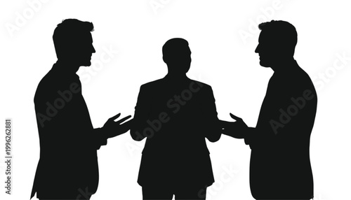 Businessmen collaborate during a professional meeting as they exchange ideas in a corporate setting.