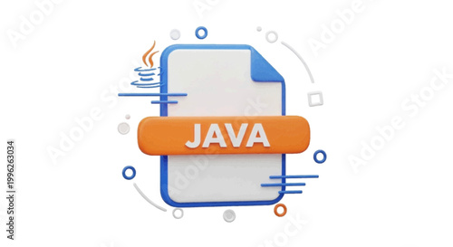 Vector illustration of 3d icon of a java programming language file format on a transparent background