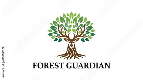 This logo showcases a tree with antlers, symbolizing the harmony between nature and wildlife. It emphasizes conservation and environmental protection beautifully.