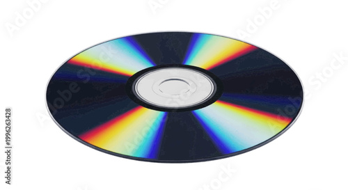 Vector illustration of compact disc with rainbow light reflection on a transparent background
