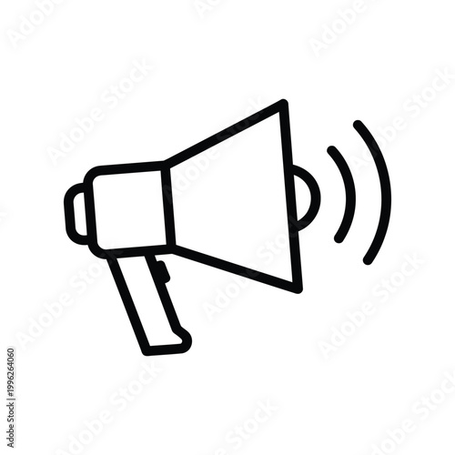 Black Line Loudspeaker with Sound Waves audio volume