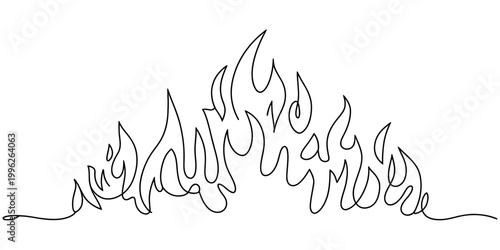 Obraz na plátně Continuous line drawing of abstract flames Vector, illustration