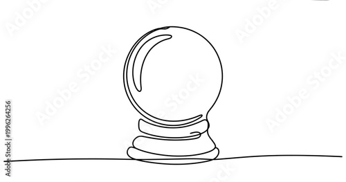 Crystal ball with swirling lines, single line drawing, isolated on white Vector, illustration