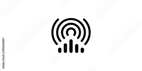 Wireless network icon with WiFi signal and mobile phone vector illustration representing internet connectivity, wireless communication, and network technology icon design