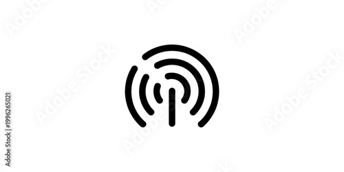 Wireless network icon showing a radio signal symbol for internet communication and connectivity