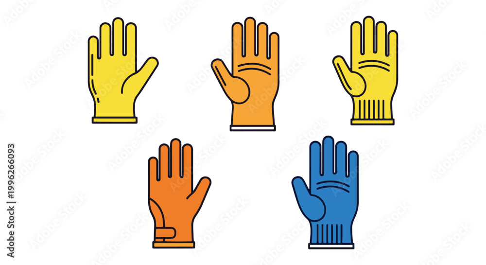 Fototapeta premium Safety gloves Line art vector minimal clean shapes