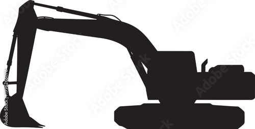 excavator machine silhouette on white background
