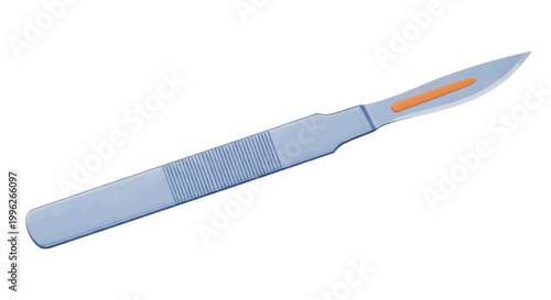 Vector illustration of surgical scalpel with a sharp metal blade on a transparent background